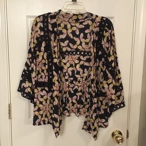 Anthro Meadow Rue silk butterfly kimono